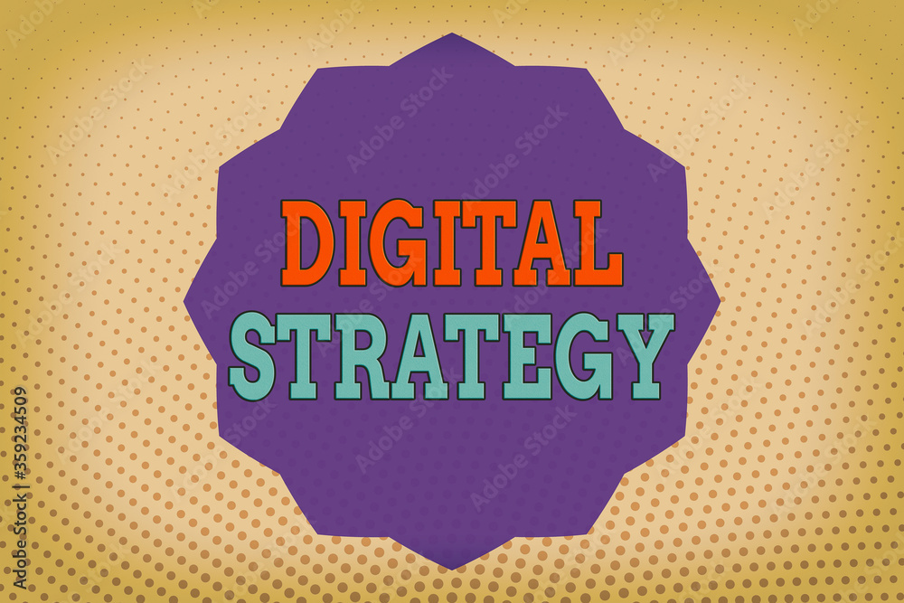 Poster conceptual hand writing showing digital strategy. concept meaning focuses on using technology to imp