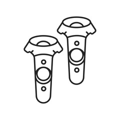 VR controllers black line icon. Virtual reality experience. Innovative digital device. Pictogram for web page, mobile app, promo. UI UX GUI design element. Editable stroke. © Backwoodsdesign