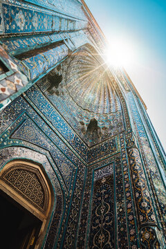 beautiful door with mosaics of Islamic design