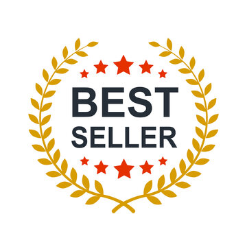 Best seller icon design with laurel, best seller badge logo isolated - stock vector