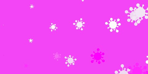 Light purple, pink vector backdrop with virus symbols.