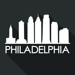 Philadelphia Flat Icon Skyline Silhouette Design City Vector Art Famous Buildings