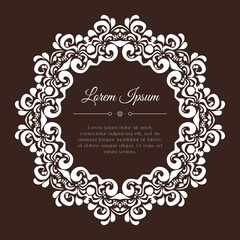 Decorative white vintage frame. Abstract doodle border for background decoration. Ornamental monochrome design. Good for card, invitation, greeting, notebook , bag, party. Damask vector illustration