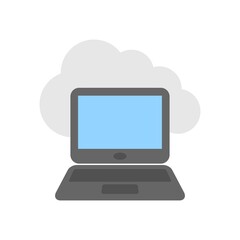 Cloud computing and laptop sign icon illustration. Wireless computing and network symbol.