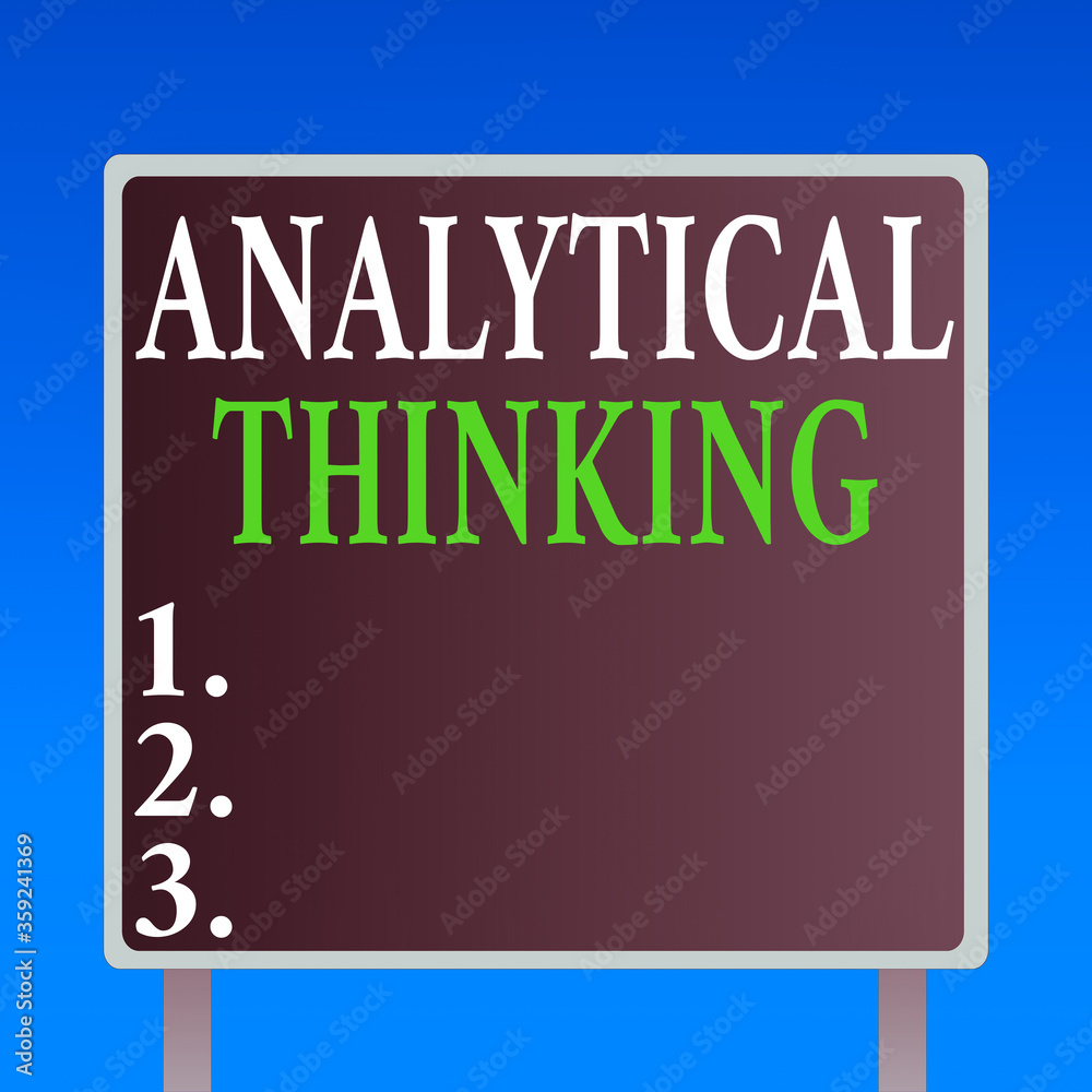 Poster handwriting text analytical thinking. conceptual photo component of visual pondering to solve proble