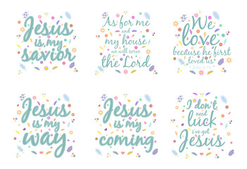 Set of illustration. God gives people hope. The Bible, the word of God. Christianity. The number of believers is growing. The inscription about God and Jesus. Bible study concept. Colorful vector