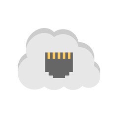 Cloud with lan port symbol. Cloud network connection icon.