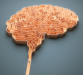 Brain shaped maze. Conceptual image of science and medicine.