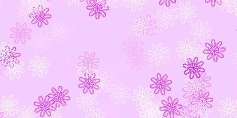 Light Purple vector doodle pattern with flowers.