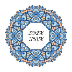 Greeting cards set with colorful mandala pattern. East Indian style. Beautiful background for card, party or event invitation, flyer, birthday, mother's day, wedding. Vector zentangle illustration.