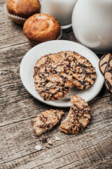 Sweet cookies on wood backgroung