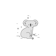 Koala, simple illustration of a cute animal. Logo, sign, symbol, path for laser engraving.