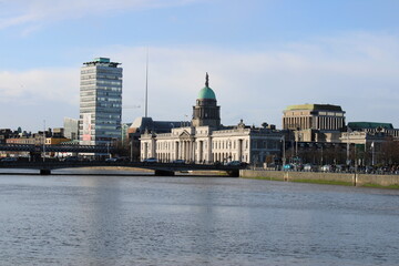 Dublin, Ireland - 02/16/2020: Custom House at the Liffey