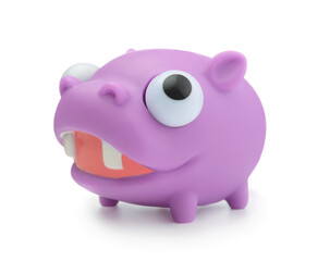 Toy rubber hippopotamus isolated.