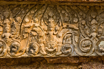 ruins in the heart of the Ta Prohm temple in siem reap, Cambodia