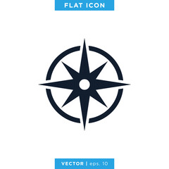 Wind rose compass icon vector logo design template