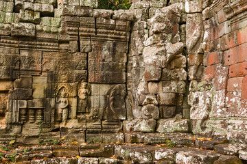 ruins in the heart of the Ta Prohm temple in siem reap, Cambodia