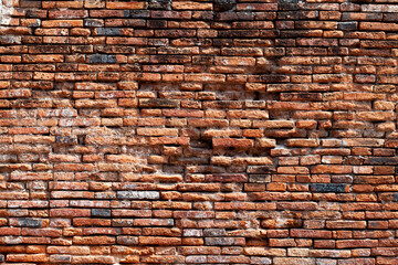 Old vintage red brick wall background texture.Copy space.