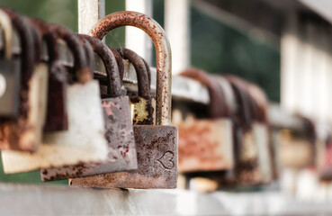 old iron padlock close up