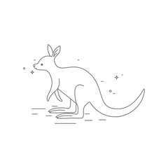 Kangaroo simple illustration of a cute animal. Logo, sign, symbol, path for laser engraving.