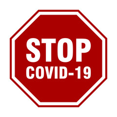 Stop Covid-19 Coronavirus Spread Octagonal Traffic Sign Style Icon. Vector Image.