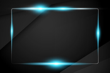 abstract metallic black blue frame sport design concept innovation background - Vector