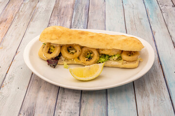 Typical spanish squid sandwich