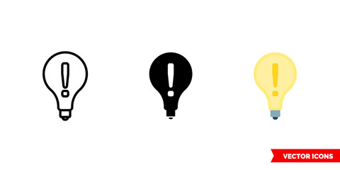 Idea icon of 3 types. Isolated vector sign symbol.