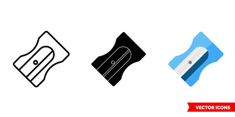 Pencil sharpener icon of 3 types. Isolated vector sign symbol.