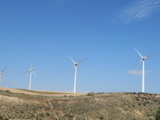 Beautiful wind turbines ready to convert the air the energy