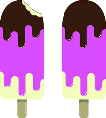 Three Layered Ice Cream with Chocolate Strawberry and Vanilla