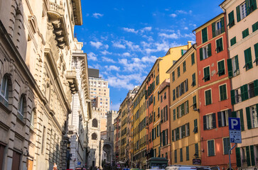 Fototapeta na wymiar Beautiful views of old buildings and streets in Genoa, region of Liguria, Italy