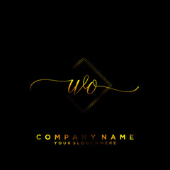 WO Initial handwriting logo vector	
