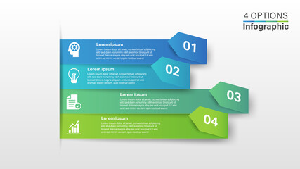 Infographic design template origami concept with 4 steps