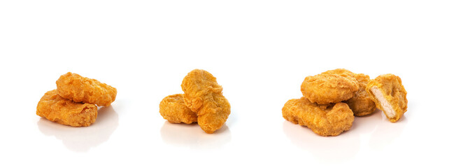 Fried chicken nuggets isolated on white background