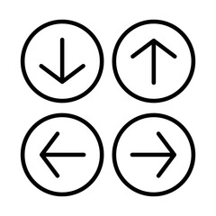 arrow web icon vector button. direction next down up left rignt back previous forward symbol. isolated line on white background.