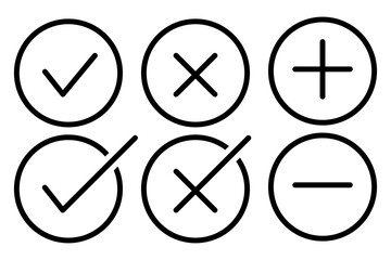 check line mark icon vector symbol. tick in the circle. ok correct wrong box. isolated illustration on white background. quality checklist checkbox checkmark.