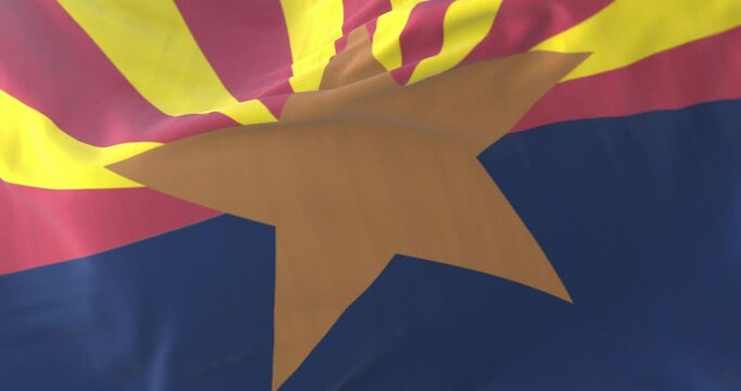 Flag of Arizona state, region of the United States, waving at wind - loop