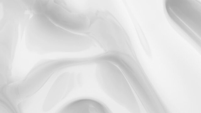 White smooth glossy abstract elegant liquid animation background. White lava, cream, latex, lacquer, varnish wave. Seamless looping animation