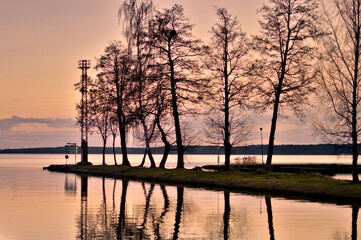 Zachód słońca nad jeziorem Niegocin, kanał Giżycko.
