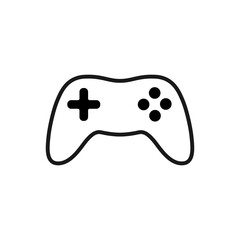 Gamepad outline icon isolated on white background. Control console for video game. Vector illustration