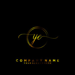 YE Initial handwriting logo vector	
