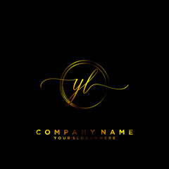 YL Initial handwriting logo vector	
