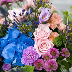 Beautiful bouquet of bright and colorful flowers