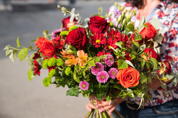 Beautiful bouquet of bright and colorful flowers