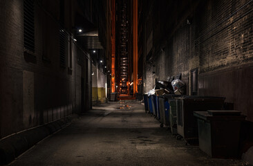 Fototapeta na wymiar Dark abandoned alley