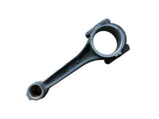 Old connecting rod truck isolated on white background. Spare parts. 