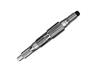 New secondary shaft of the car's manual transmission on an isolated white background. Spare parts.