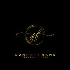 ZF Initial handwriting logo vector	
