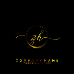 ZH Initial handwriting logo vector	
